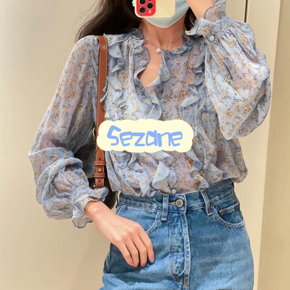 SÉZANE Céline Shirt - Vintage Blue Prairie